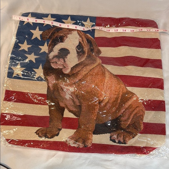 English Bulldog American Flag Carry All Bag with straps, canvas, NWT, 18”x18” - Picture 6 of 7